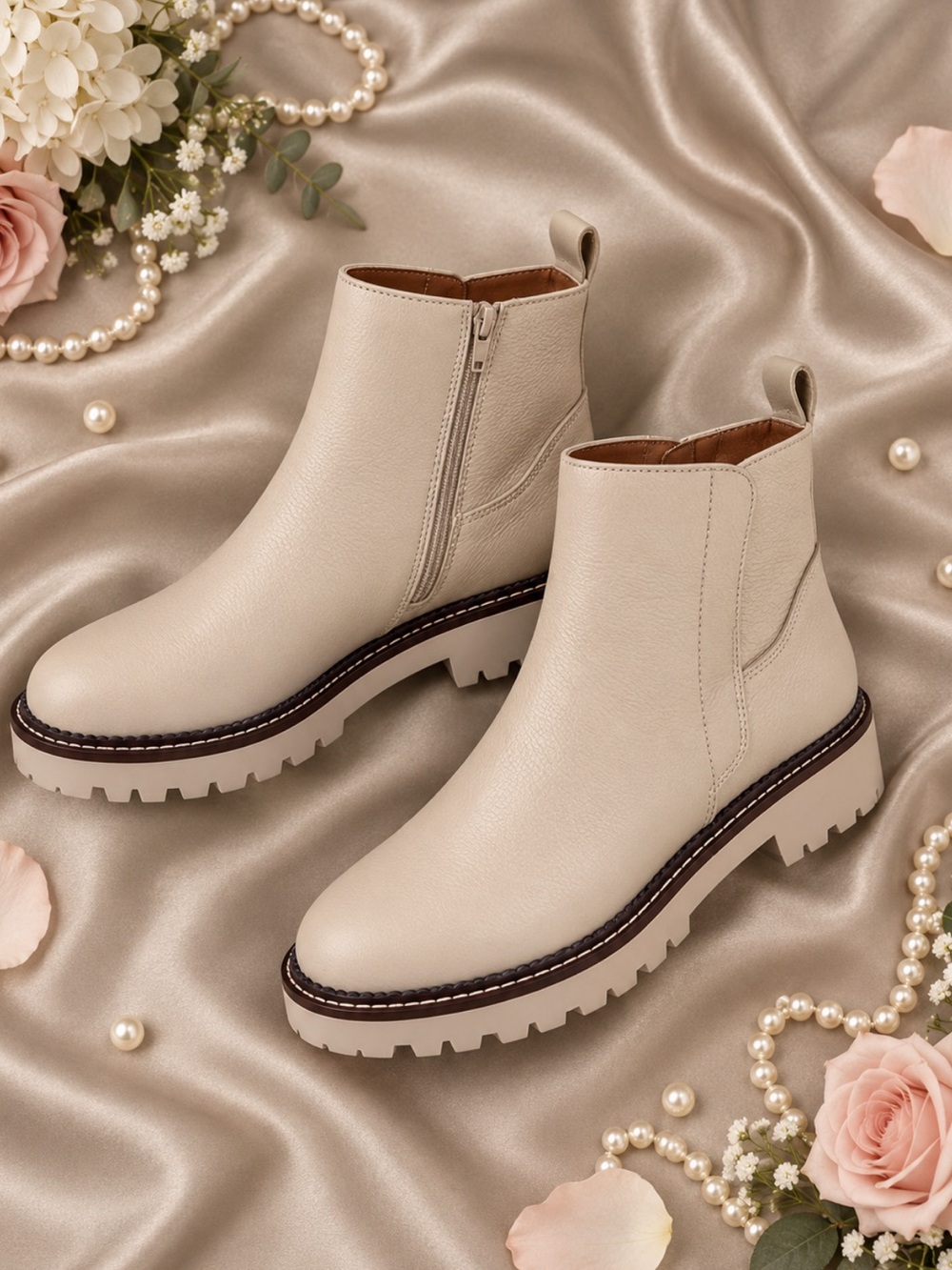NIB Nordstrom Miller 2 Water Resistant Leather Chelsea Boots Ivory Birch Size 6